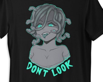 Stein Medusa Büste Unisex T-Shirt || Anime Medusa T-Shirt, Gorgona Medusa Shirt, Frauen griechische Mythologie schwarzes oder weißes T-Shirt