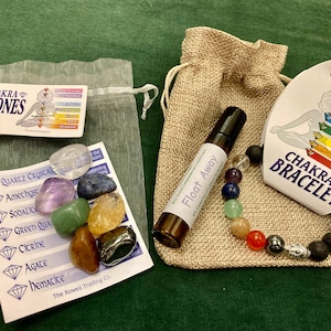 7 Chakra Crystal Set met Diffuser Armband en Aromatherapie Rollerball