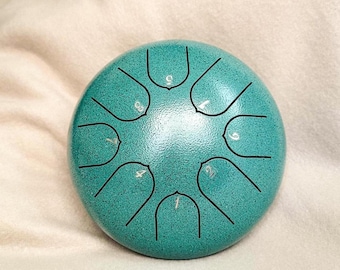 Tamburo a lingua in Do maggiore verde malachite, tamburo d'acciaio a 8 note ~ Bacchette e custodia protettiva / Zendo Sounds
