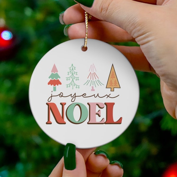 Joyeux Noel Kerstornament, Joyeux Kerst Aangepaste Keepsake Kerstboom Decor, Terug Gepersonaliseerde Cadeauboodschap, Franse Kerstmis