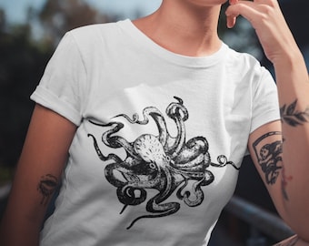 Octopus Graphic T-Shirt, Marine Animal Lover Tee