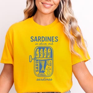 Sardines T-Shirt, Summer Graphic Tinned Fish French Shirt for Seafood Fans, Foodie Aesthetic Ocean Inspired, Italian Summer, Downtown Girl