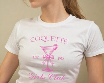 Coquette Girls Club Baby Tee, Baby Tee Y2K, 90s Baby Tee, Y2K Clothing, Soft Girl Baby Tee, Cute Baby Tee, Women's Fitted Tee