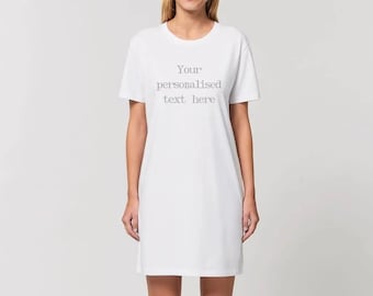 Personalisiertes Bio-T-Shirt-Kleid, benutzerdefiniertes Textlogo und Bild