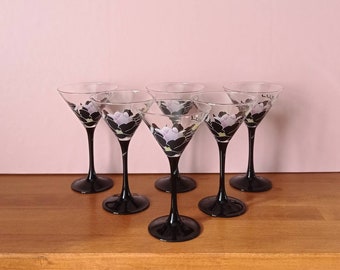 Années 80 Vintage Made in France Luminarc Domino Anaïs Lot 6 verres coupes à cocktail champagne