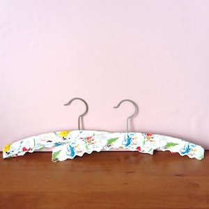 Vintage 60s 70 Set of 2 hangers metal and wood covered vinyl coating childish decorations