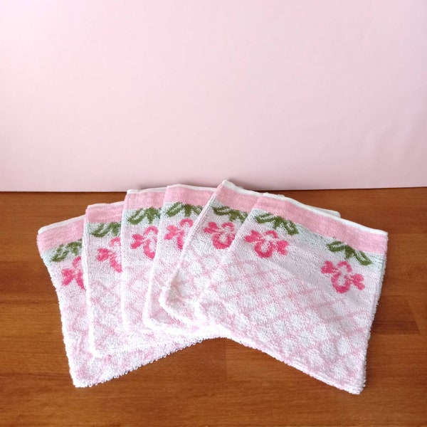 Vintage from the 70s 80s Pink Cotton Washcloth New