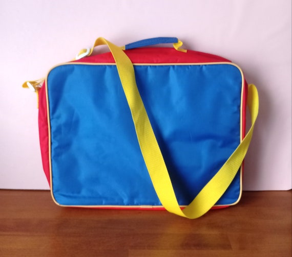 Vintage 80s 90s small suitcase briefcase attached… - image 1