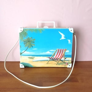Vintage années 80 Mallette Valise plastique décor plage Forty Four Arnhem