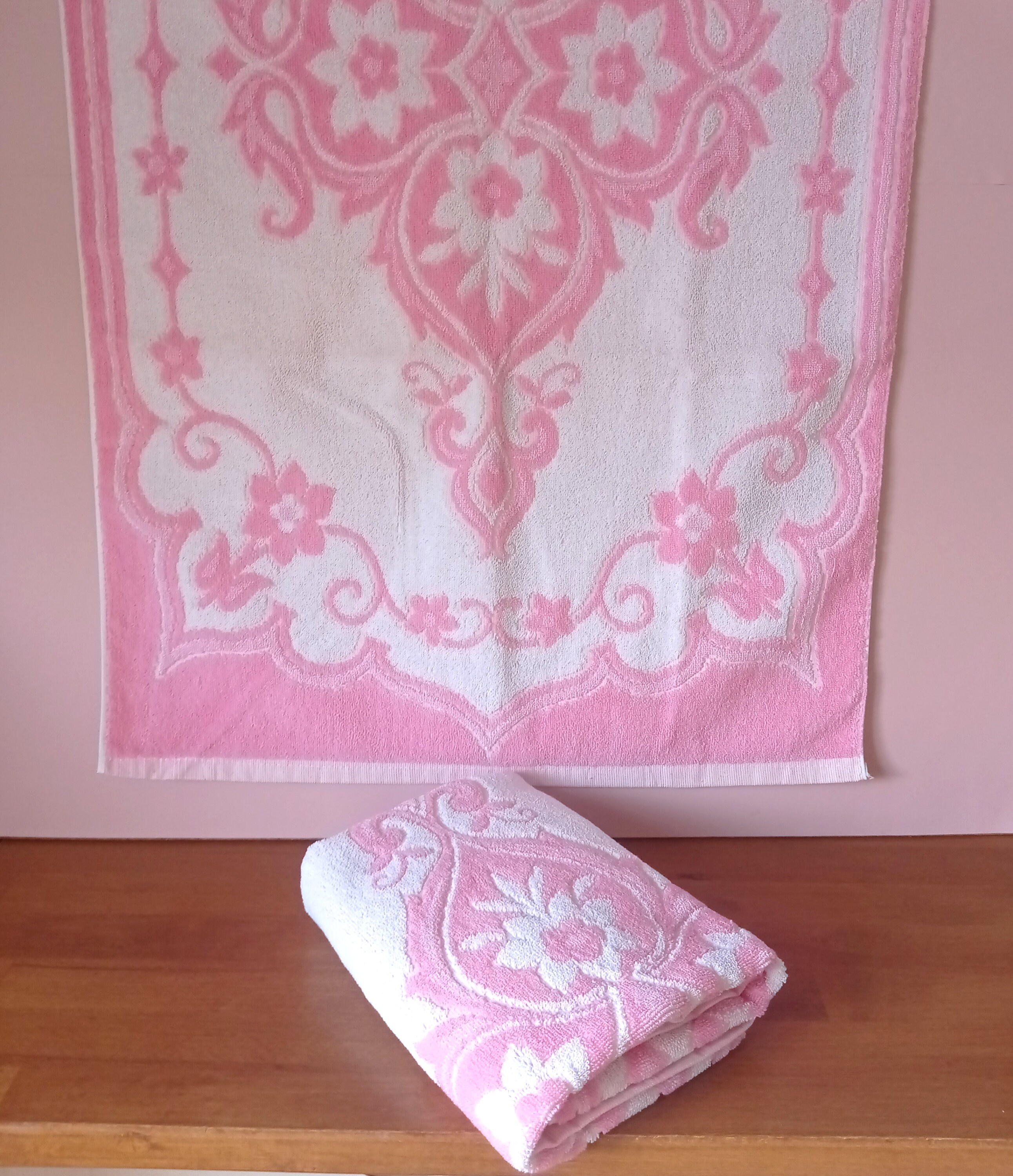 Vintage 80s New Pink and White Terry Towel Etsy Ireland