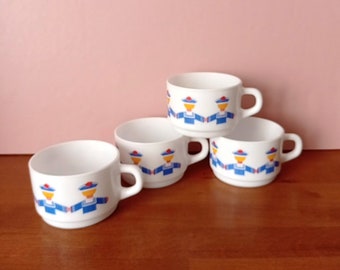 2 Grandes tasses ARCOPAL vintage décor POLKA