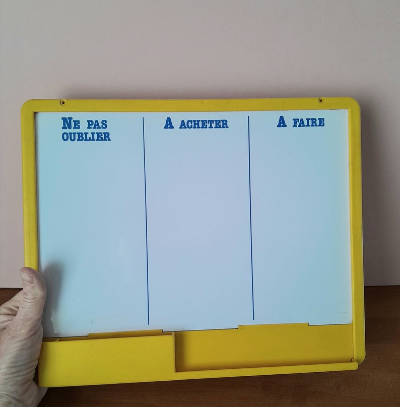 Vintage des années 80 cadre plastique avec tableau effaçable pense bête mémo image 2