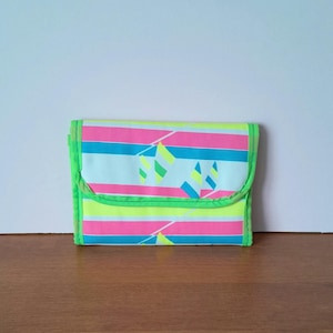 Vintage canvas and fluorescent nylon wallet with windsurfing scratch closure