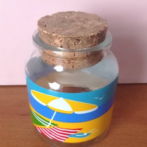 80s Vintage Jar or Glass Jar with Cork Stopper Storage Container