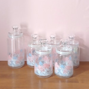 80s Vintage Luminarc Made in France Bonbonnière Glass Pot or Bocal with Lid Storage Container