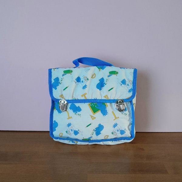 Vintage des années 80 petit sac cartable pour enfant en tissu