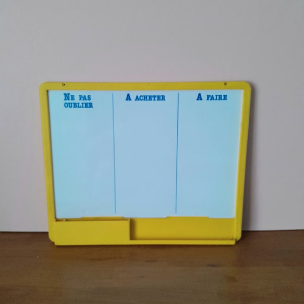 Vintage des années 80 cadre plastique avec tableau effaçable pense bête mémo