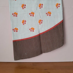 Vintage 80s round tablecloth 160 cm in brown and orange printed cotton