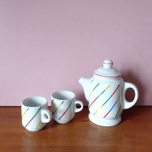 80s Vintage Duo Breakfast Stackable Cups and Tea Maker
