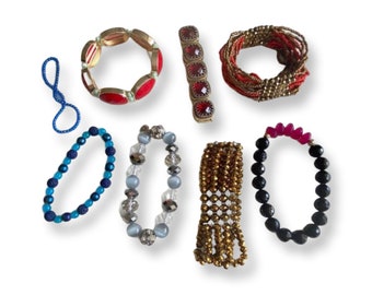 Bead Bracelet Lot 8 Pieces || Estate Bracelets || Varying Styles & Multi Strands || Gift For Her || Resale Jewelry Lot || Unique Bracelets