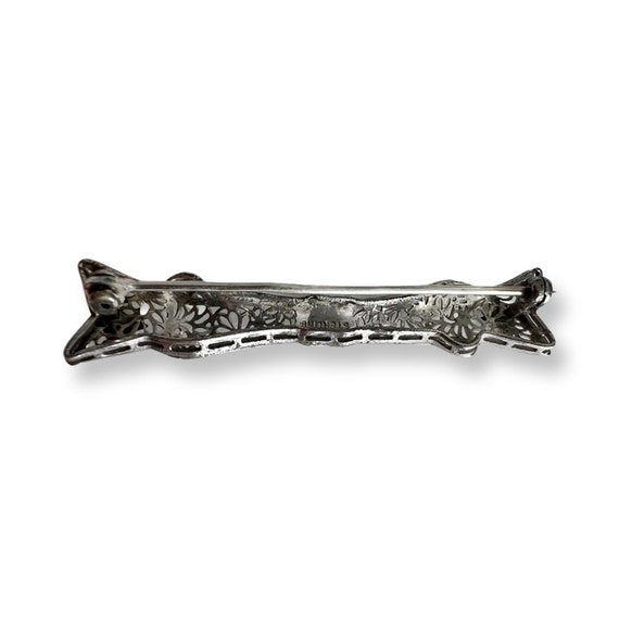 Victorian Filigree Bar Pin Sterling Ornate Brooch… - image 6