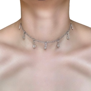 Safety Pin Necklace with Silver Chain