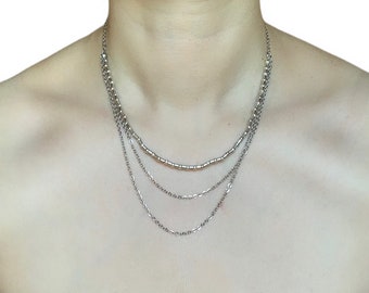 Silver Chain Necklace with Silver Beads | Everyday Jewellery