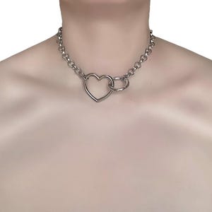 Chunky Rolo Chain Choker with Large Heart Connector