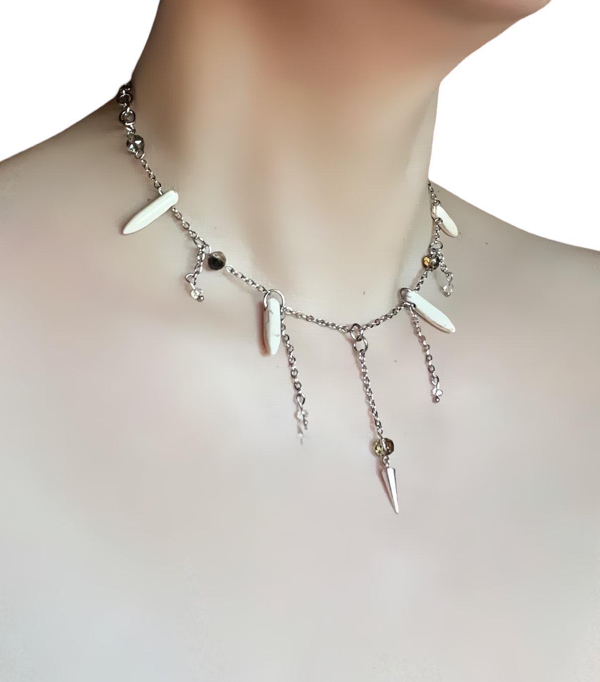 Bone Spike Necklace Silver Chain Gothic Jewellery - Etsy