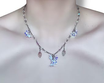 Moonlit Frostbloom Necklace • Handmade Crystal Floral Fairycore Choker