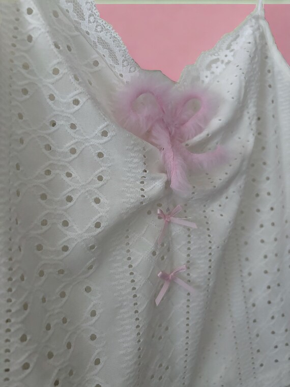 eyelet ribbon cami (white × blue ribbon) eyelet ribbon cami (white × blue ribbon) Ribbon Lace-Trim