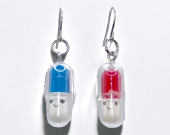 Red and Blue Pill Earrings | Movie Inspired