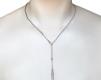 Silber Spike Lariat Choker Minimalist Gothic Y Halskette Statement Kette