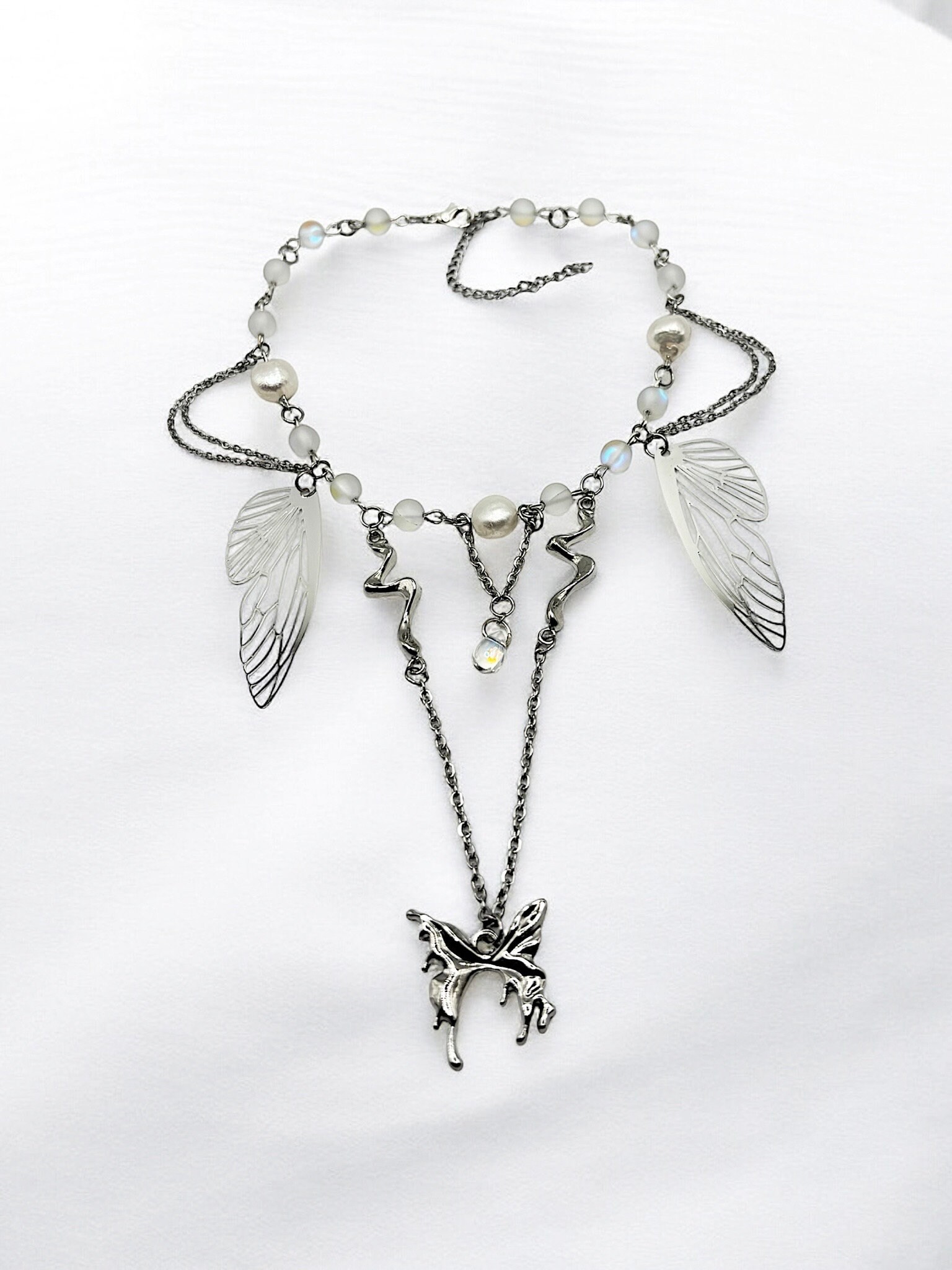 PS: Dark Wings Fairy Silver Necklace Sterling Silver Fairy Pendant 