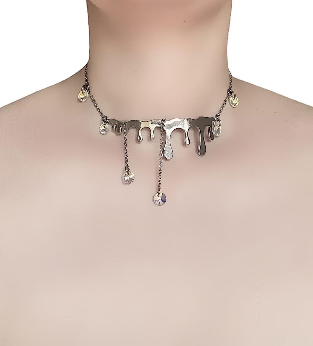Stainless Steel Chain With Dripping Metal Pendant and Boutique Glass ...