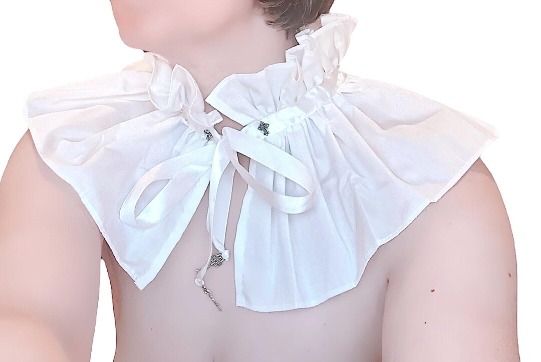 Regency Ruff Victorian Ruffle Collar | White Satin Ribbon Neck Ruff | Renaissance ...