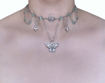 Collana Donna MICSAVI Con Ciondolo Farfalla E Chiave In Argento 925 – Cristalli Austria E Zirconi – Regalo In Scatola
