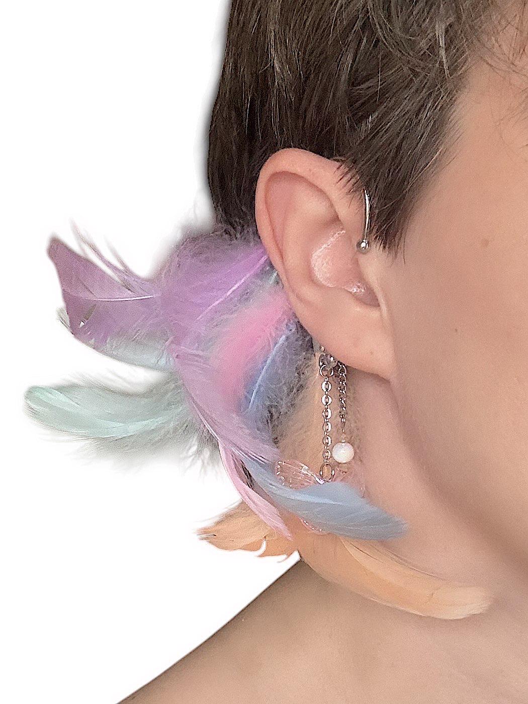 Rainbow Feather Ear Cuff - Etsy display picture 2