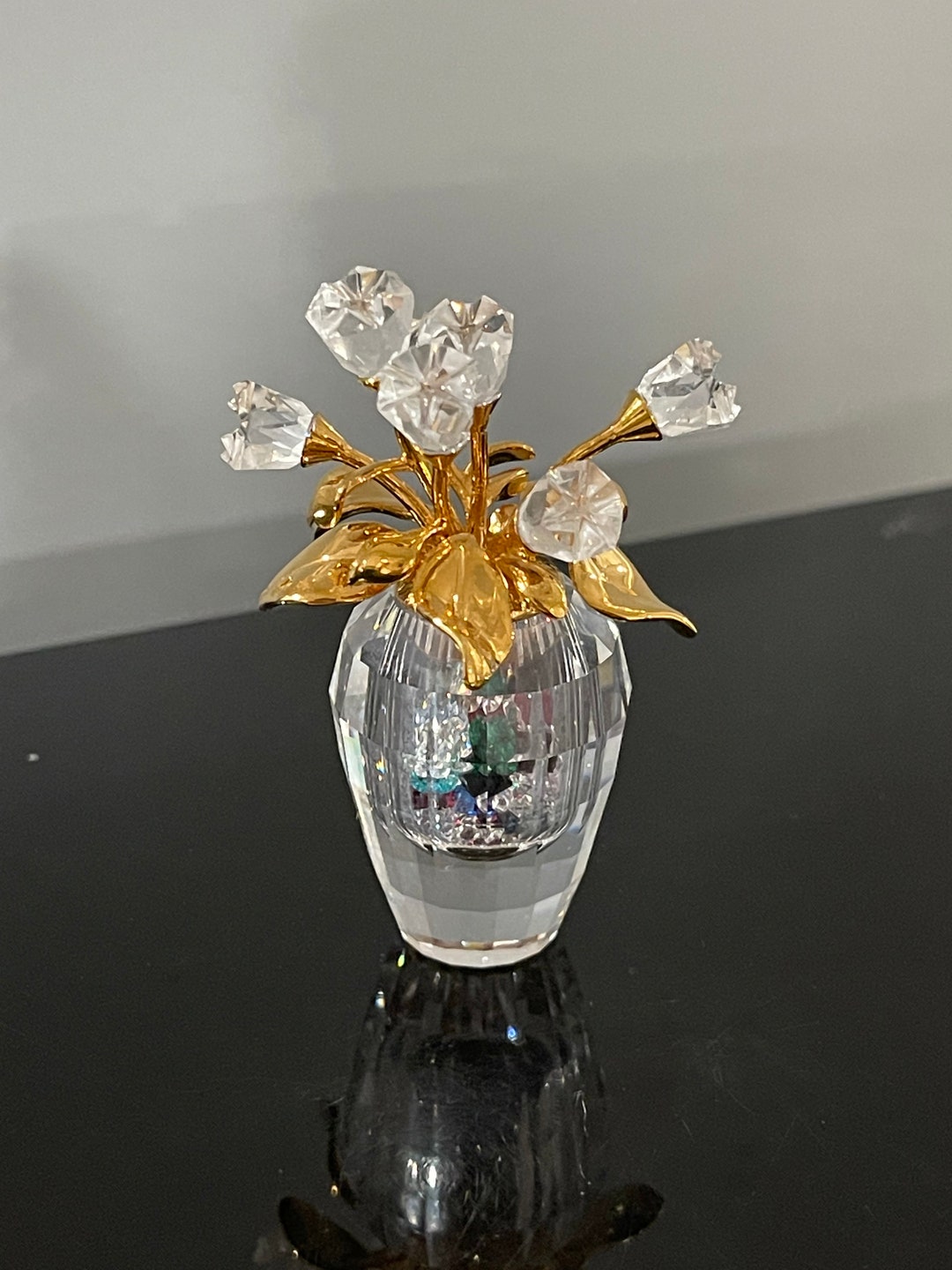 Swarovski Crystal Roses in Vase Etsy