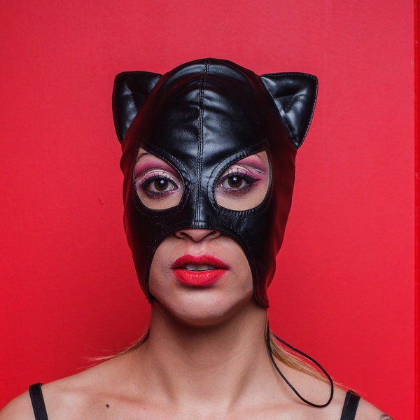 Female Eco - Leather Catwoman Hood