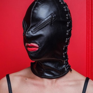 Female Eco - Leather Hood - Zippers on the eyes