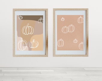 Fall Pumpkin Neutral wall art home decor digital art prints PNG