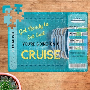 Cruise Reveal Surprise Puzzle Vacation Gift Reveal Personalized Surprise Puzzle Boarding Pass Puzzle 80 or 20 Piece Custom Puzzle Cruise