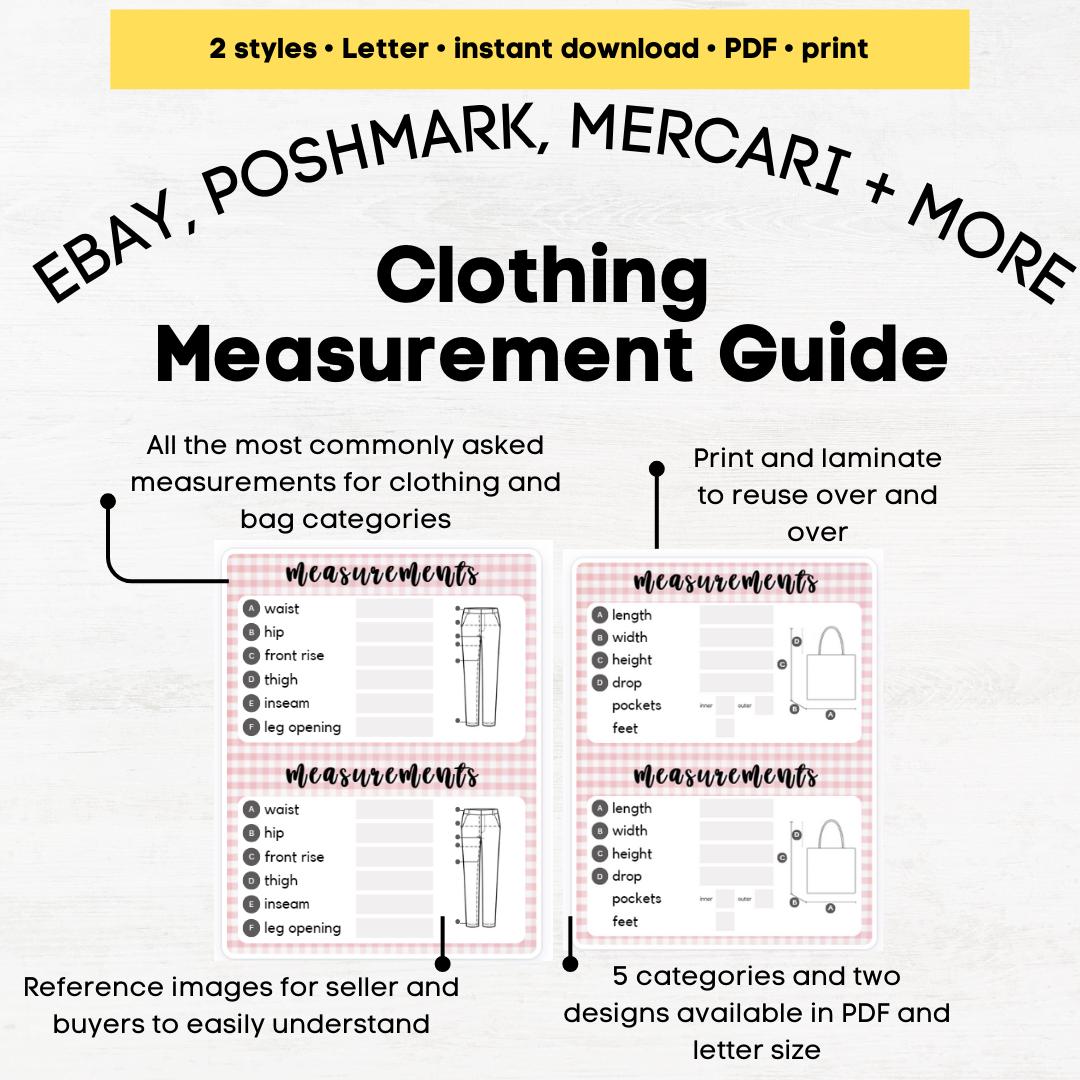 Clothing Measurement Guide, Clothing Measurement Chart, Clothing