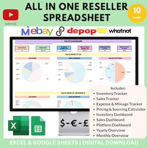 2026 Reseller Spreadsheet, Spreadsheet for Resellers, inventory reselling spreadsheet, reseller spreadsheet inventory, Poshmark ebay