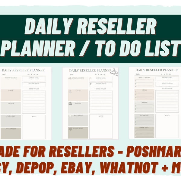 Reseller Daily Planner Check List To Do 2024 Poshmark Organizer Depop eBay Whatnot PDF Print Posh Ambassador Tracker A4 Organization Tool