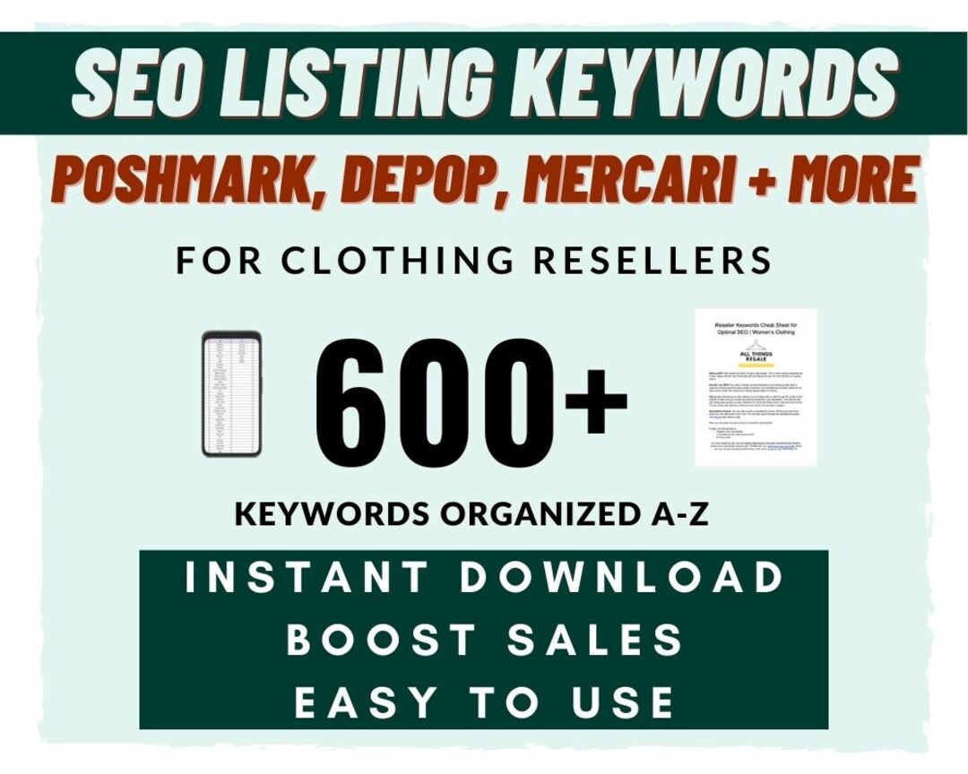 600 Poshmark Listing Keywords SEO Optimization Depop Mercari Etsy