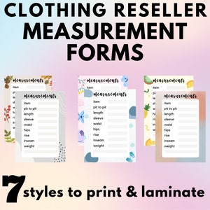 Clothing Measurements Sheet Form Poshmark Depop Ebay Mercari Digital ...