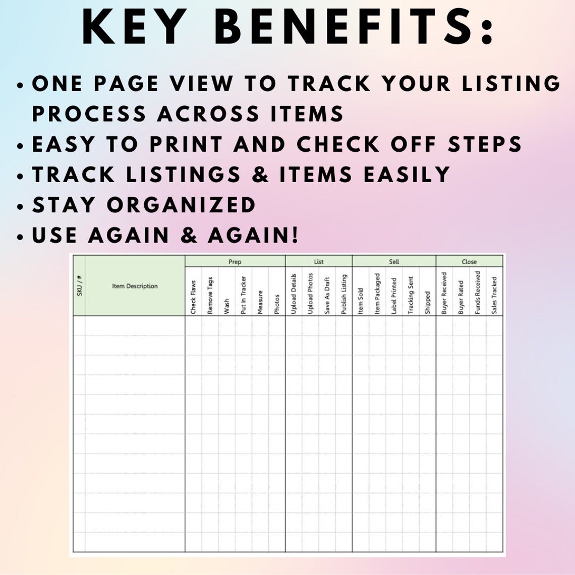 Reseller Poshmark Checklist Listing Tracker (Instant Download) - Etsy