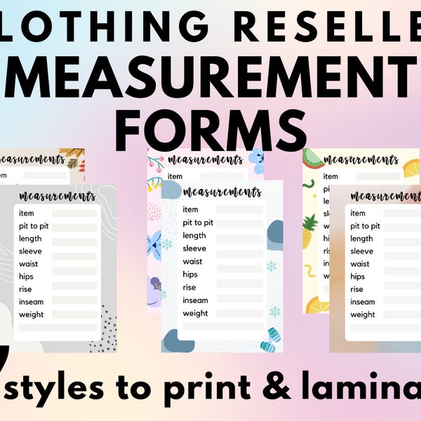Clothing Measurements Sheet Form Poshmark Depop eBay Mercari Digital Download Reusable Print Reseller Boost Listing Seasonal Designs Cute
